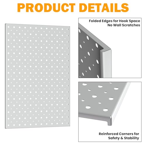 Pegboard Smith Metal Pegboard Panels, 16" x 12" Heavy-Duty Steel Peg Boards for Garage Tool Storage, Wall-Mounted Pegboard Organizer System (Pack of 4, Gray) - color: Gray