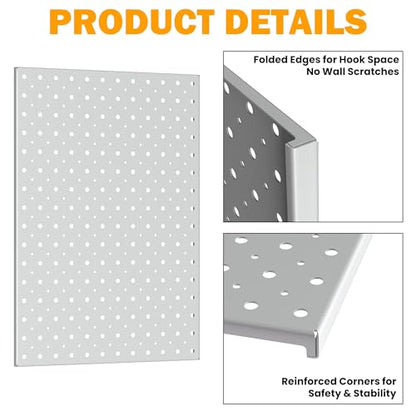 Pegboard Smith Metal Pegboard Panels, 16" x 12" Heavy-Duty Steel Peg Boards for Garage Tool Storage, Wall-Mounted Pegboard Organizer System (Pack of 4, Gray) - color: Gray