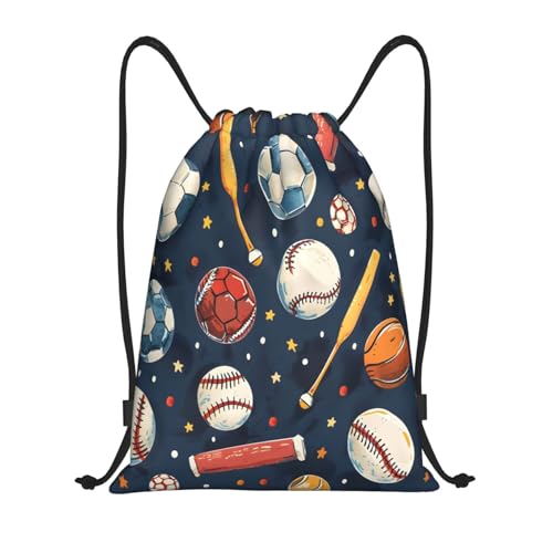 Drawstring Sports Backpacks - Lightweight Swim Gym Bags for Women Men String Sackpack for Beach Travel Yoga(Small, Soccer Baseball) - color: Soccer Baseball, size: Small