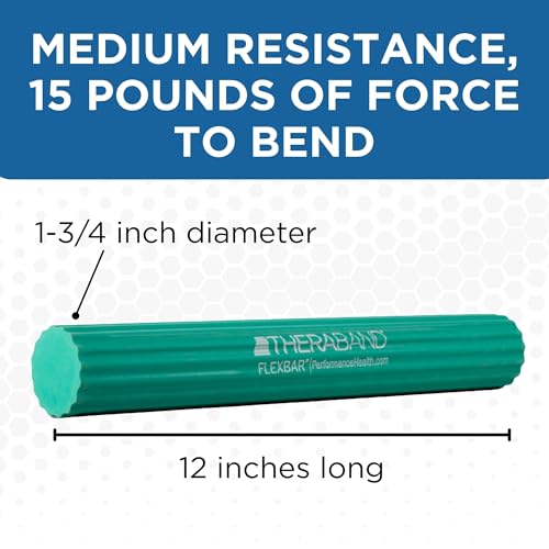 THERABAND FlexBar Resistance Bar, Medium, Green Flex Therapy Bar for Physical Therapy, Wrist & Forearm Exercise Equipment, Non Slip Grip, Compact Design - color: Green - Medium, style: Old Version