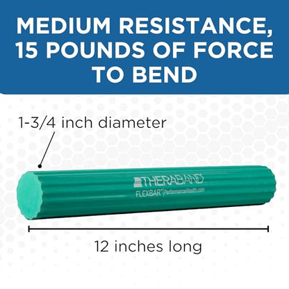 THERABAND FlexBar Resistance Bar, Medium, Green Flex Therapy Bar for Physical Therapy, Wrist & Forearm Exercise Equipment, Non Slip Grip, Compact Design - color: Green - Medium, style: Old Version