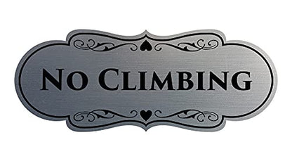 Signs ByLITA Designer No Climbing (Brushed Silver) - Small - color: Brushed Silver, size: 2 x 5" - Small (1 Pack)