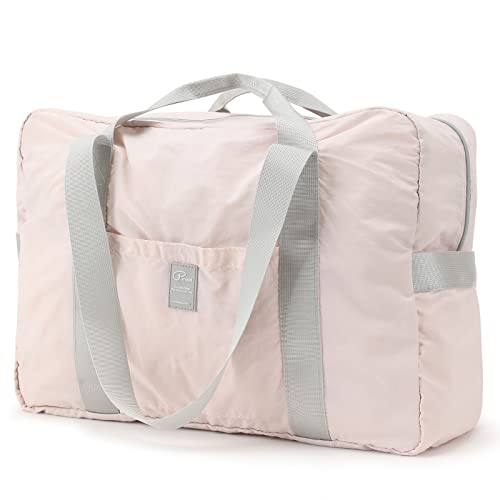 VanFn Foldable Travel Duffel Bag, Sports Duffels Gym Bag, Rainproof Nylon Totes, Sports Shoulder Handbag, Lightweight Duffle Bags For Women & Men, Outdoor Weekend Bag, P.Travel Series - color: Matte Light Pink