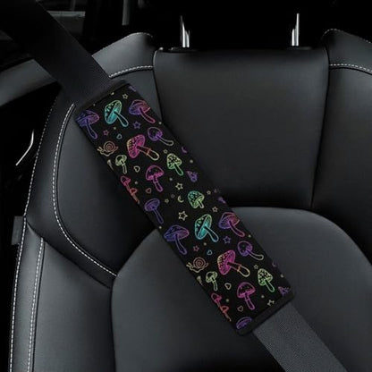 2 Pack Breathable Car Seat Straps Shoulder Pads for Adults and Children, All Vehicles, Halloween Mushroom Neon Harness Pads Strap, Pressure Relief - color: Pattern 1271