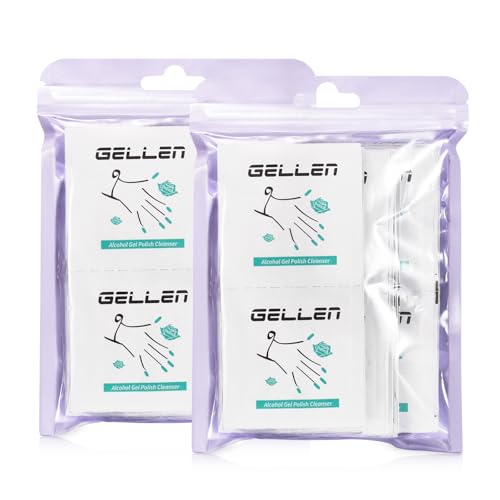 GELLEN Nail Cleanser Pads, 100 Pack Alcohol Prep Pads Individually Wrapped | Nail Cleanser Wipes Remove Tacky Residue, Lint-free Glossy Wipes for Acrylic/Builder/Gel Polish Travel for Perfect Manicure - size: 100PCS