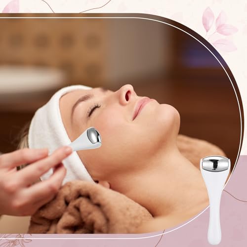 Tondiamo 2 Pcs Muscle Roller Portable Small Silicone Massager Roller Deep Tissue Muscle Massage Stick Cellulite Remover Scar Tissue Massager for Relief Face Neck Arm Back Leg(White,Metal) - color: White, style: Metal