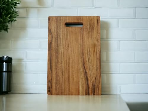 Vesta Homes Wooden Cutting Board for Kitchen/Chopping, Serving Board/Block for Vegetables, Fruits, Cheese and Charcuterie | Natural Acacia Wood | 15 * 10 * 1 Inches | Handcrafted in India