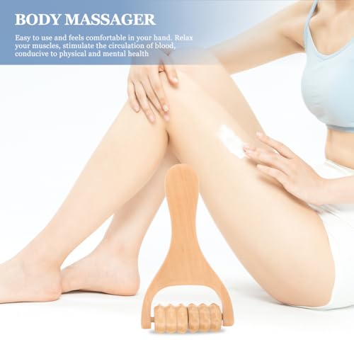 SHINEOFI 2Pcs Wooden Massage Roller, Hand Muscle Roller Stick, Bead Massage Tool for Legs, Manual Wood Therapy Tools for Arms Feet Shoulder Acupoint Tissue Relief