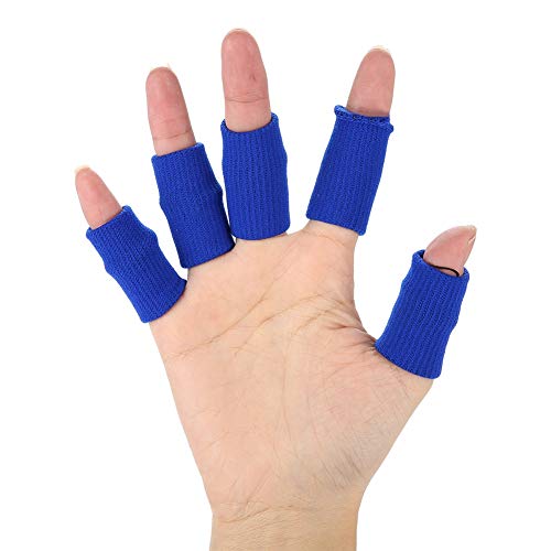 Health Gear Finger Wraps, Finger Protector, 10Pcs Stretchy Flexible Fingers Sleeve Support Finger Protector Sports Aid Arthritis Band Wraps for Arthritis, Finger or Basketball Baseball(Blue) - color: Blue
