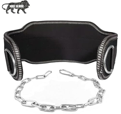 Gym Dip Belt for Weight lifting with Steel Chain (Free Size) | Heavy Duty Steel Chain Dip Belt | Gym Belt for Weightlifting |