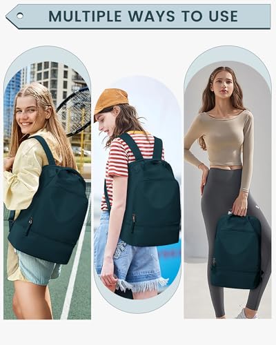 Gym Backpack for Women, Gym Bag with Shoe Compartment, Water Resistant Lightweight Sports Yoga Travel Backpack with Wet Pocket,Cheer Backpack,Blue | Sports Backpack with Wet Pocket Lightweight Cheer Bag Yoga Travel Casual Daypack & Luggage Strap & Water B