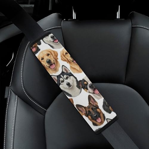 Universal Soft and Comfortable Seat Belt Shoulder Pad for Adult Use, Most Cars, 1 Pair Cute Dogs Puppy Harness Pads Strap Anti-Slip Pad - color: Pattern 844