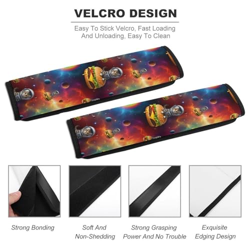 2 Piece Soft Padded Car Seat Belt Pad for Elderly Support, Stroller Pushchair High Chair, Space Astronaut Galaxy Hamburger Cat Shoulder Harness Cover, Shock Absorption - color: Pattern 551