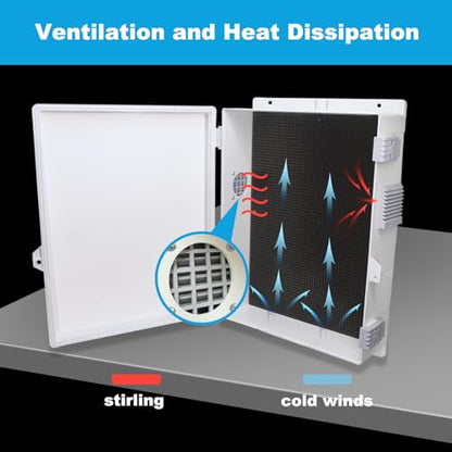 Electrical Junction Box, Outdoor Water Resistant Nema Enclosure, Ventilated ABS Plastic WiFi Project Box with Internal Mounting Panel & Hinged Cover 15.7" Lx 11" Wx 4.1" H - size: 15.7"L x 11"Wx 4.1"H