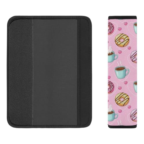 2 Pack Universal Fit Car Seat Belt Pad for Adult Use, All Vehicles, Coffee Donuts Pink Seat Belt Covers Cushion, Anti-Slip Pad - color: Pattern 1124