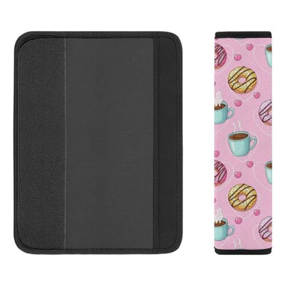 2 Pack Universal Fit Car Seat Belt Pad for Adult Use, All Vehicles, Coffee Donuts Pink Seat Belt Covers Cushion, Anti-Slip Pad - color: Pattern 1124