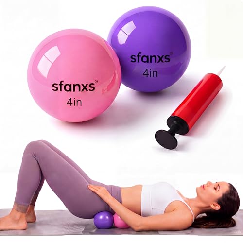 2 Pack Hip Flexor Release Ball Set, 4 Inch Myofascial Massage Balls for Psoas, Glutes, with Pump, Manual Ball for Pain Relief, Trigger Point Therapy, Muscle Recovery, Home & Gym Use