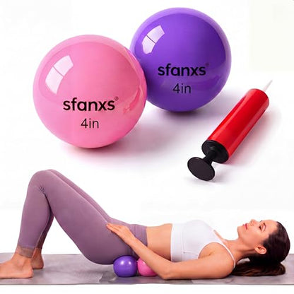 2 Pack Hip Flexor Release Ball Set, 4 Inch Myofascial Massage Balls for Psoas, Glutes, with Pump, Manual Ball for Pain Relief, Trigger Point Therapy, Muscle Recovery, Home & Gym Use