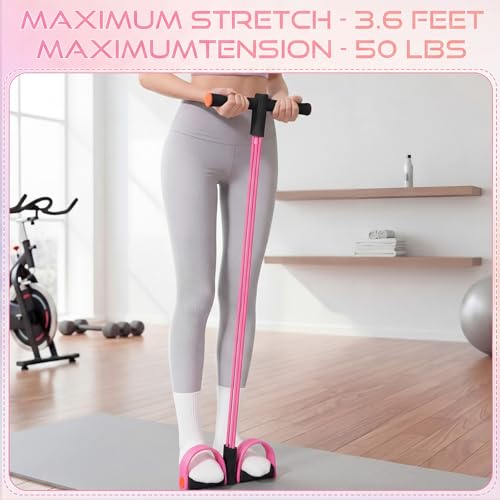 2 Pcs Fitness Resistance Bands 6 Tube Pedal Resistance Bands with Handles 8 Shaped Training Elastic Ropes Multifunction Tension Ropes for Waist Arm Shoulder Leg Back Home Workout - color: Pink