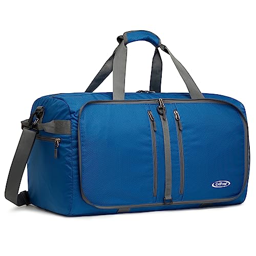 G4Free 40L/65L Foldable Travel Duffle Bag Packable Weekender Bag | Water Resistant Nylon, Carry On Size Duffel, for Travel or Overnight Weekender Trip, for Gym or Sports, for Men Women - color: Dark Blue, size: 65L