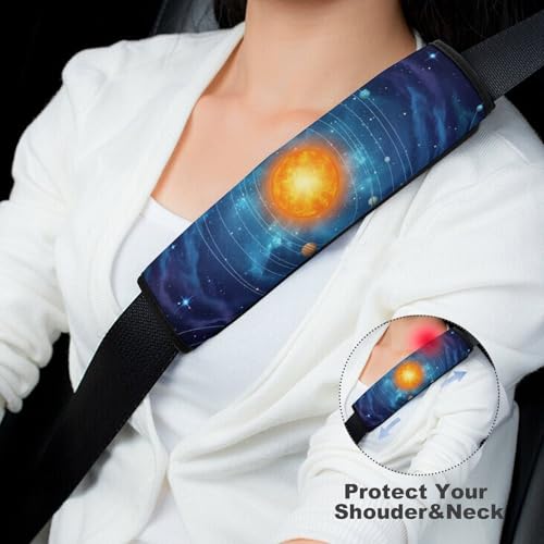 Universal Fit Seat Belt Shoulder Pad for Adult Use, Most Cars, 2 Pack Solar System Space Harness Pads Strap Pressure Relief - color: Pattern 1253