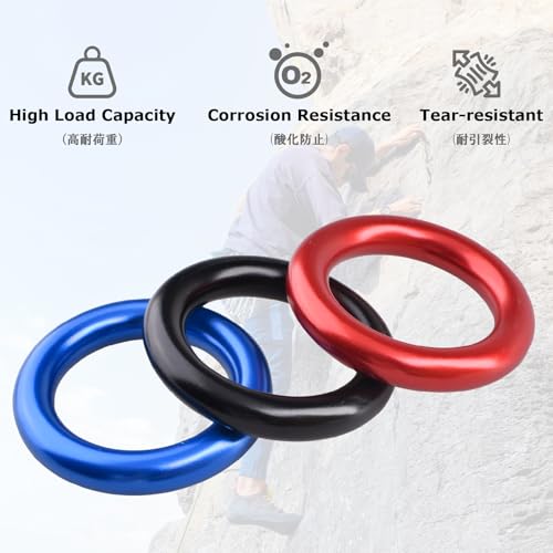 YAPJEB Rappel Ring 25kN for Rock Climbing Arborist, O-Ring Rescue Hammock Rappelling Rope and Slackline Loop, Friction Saver Equipment - color: Black - 25kN