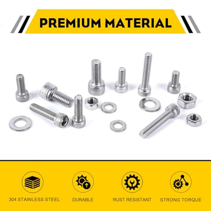 321PCS M6 M8 Socket Head Screws Kit, GTERNITY M6-1.0 M8-1.25 Assorted Machine Screws Nuts Washers 304 Stainless Steel 18-8 Metric Internal Hex Screws Bolts Nuts Washers Set - size: M6 m8 321 S