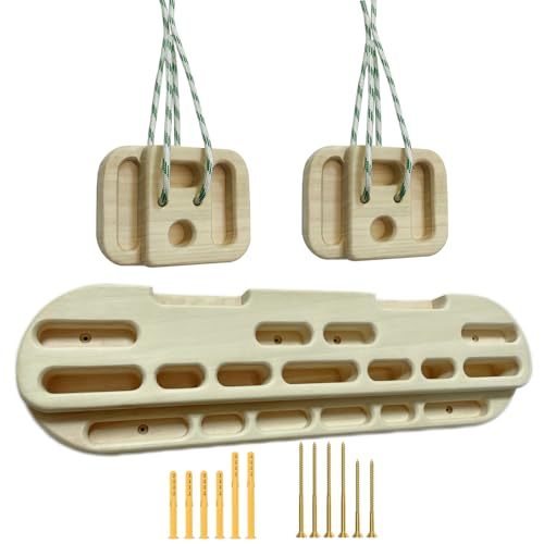 Climbing Hangboard Rock Climbing Training as Climbing Fingerboard with Jugs, Slopes and Edges, Pockets as Door Mounted Training Station Rock Climbing Pull Up Bar