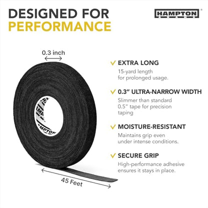 Hampton Adams Pro Finger Tape, Non Slip Grip for BJJ & Climbing | 8 Pack Rolls, No Fray Edges, Super Strong Adhesive, Extended Wear for Bouldering Crossfit Weightlifting & Jiu Jitsu - color: Black