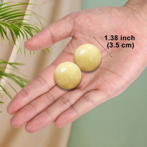 Marble Baoding Balls, Chinese Meditation Stress Relief Balls for Hand Therapy, Manual Massage Exercise,Beige,Small-1.38" - color: Beige, size: Small-1.38"