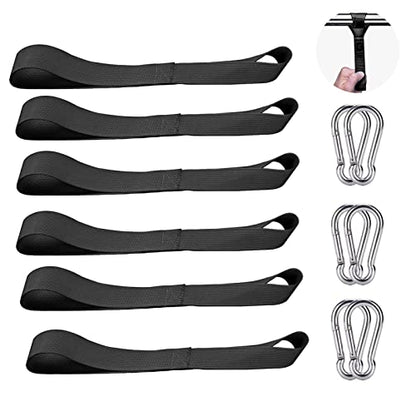 Soft Loop Tie Down Straps with 6 Pcs Carabiner Clips,Hook Tie Down Extenders with 6 Pcs M6 2.36 Inch SUS Spring Snap Hook,Multiple Secure for Backpack,Straps,Camping,Fishing,Hiking and More