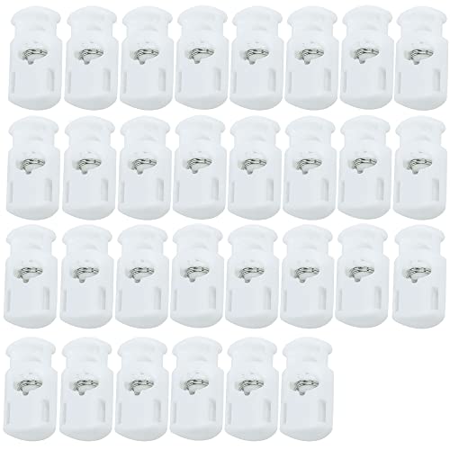 J.CARP Plastic Cord Locks End Spring Toggle Stopper, Elastic Cord Adjuster - color: White, Single Hole, size: Single Hole