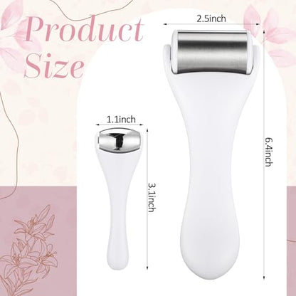 Tondiamo 2 Pcs Muscle Roller Portable Small Silicone Massager Roller Deep Tissue Muscle Massage Stick Cellulite Remover Scar Tissue Massager for Relief Face Neck Arm Back Leg(White,Metal) - color: White, style: Metal