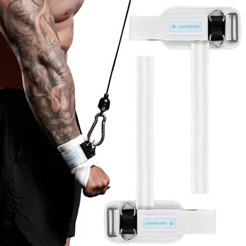 M MANUEKLEAR Wrist Straps for Weightlifting, Gym Lifting Straps with D Rings for Cable Machine,Weight Lifting Wrist Wraps for Men Women - color: White Blue, size: M (6.3-7.5inch)