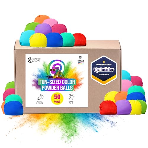 Chameleon Colors Fun Sized Color Balls, Perfect for Color Powder Wars and Holi Colors, Chalk Powder Refillable Balls, Throwable Powdered Chalk Ball for Kids and Adults, Non-Toxic - size: 50 Pack