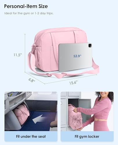 Gym Bag for Women, Travel Duffle Bags with Wet Pocket, Lightweight Carry on Bag Overnight Weekender Duffel Bag, Water Resistant (Bright Pink) - color: Bright Pink