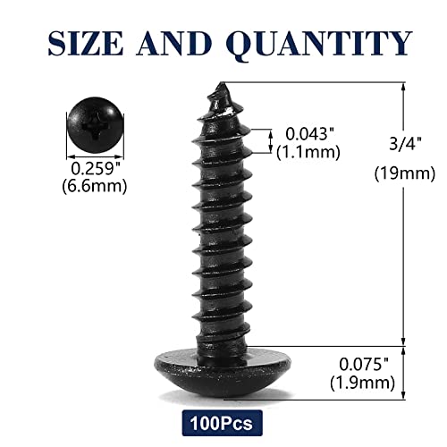 #4 x 3/4" Wood Screw 100Pcs Truss Head Phillips 18-8 (304) Stainless Steel Fast Self Tapping Screws Black Oxide by SG TZH - size: #4 x 3/4"