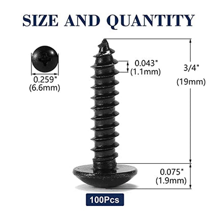 #4 x 3/4" Wood Screw 100Pcs Truss Head Phillips 18-8 (304) Stainless Steel Fast Self Tapping Screws Black Oxide by SG TZH - size: #4 x 3/4"