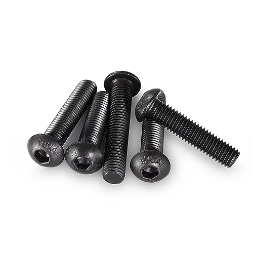 M3-0.5 x 40mm Button Head Socket Cap Bolts Screws, 10.9 Grade Alloy Steel, Black Oxide Finish, Machine Thread, Allen Socket Drive, Quantity 50