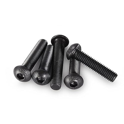 M3-0.5 x 40mm Button Head Socket Cap Bolts Screws, 10.9 Grade Alloy Steel, Black Oxide Finish, Machine Thread, Allen Socket Drive, Quantity 50
