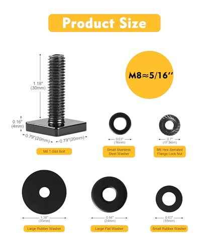 T Slot Bolts for Roof Rack Cross Bars, Platform, Cargo Basket, Stainless Square T Track Bolt Adapter to Secure Bike/Ski/Kayak Rack, Solar Panel, Awning, 4mm Thick - color: M8x30mm,12pk