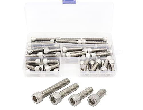 LBY 20pcs Socket Head Cap Screws, 5/16-18 × (3/4''-1-3/4'') Socket Head Screws Assortment Kit, 4 Sizes, 304 Stainless Steel (Silver) - color: Silver, size: 5/16-18