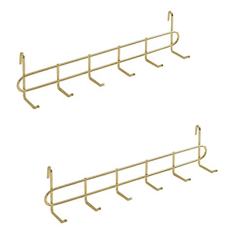 Gold Grid Hooks Rack for Wall Storage and Display, Size 10.7'x 2.8'x1.8 ', 2 Pack - color: Gold