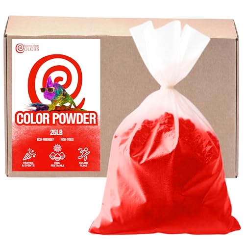 Chameleon Colors 25 lb. Color Powder - 1 Pack - Vibrant Red Color - for 15-20 People - Non-Toxic & Gluten-Free - Great for Holi, Color Wars, Fun Run, Gender Reveal, Summer Camp & More - color: Red
