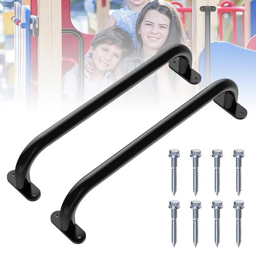 Monkey Bars for Kids Safety Indoor,Outdoor Playground Grab Handles for Backyard,Playset Handle Accessories for Playhouse,Swing set,Jungle Gym,Rock Climbing Wall Holds,Treehouse Slide,17 in-2 Pcs - size: 17.1 in