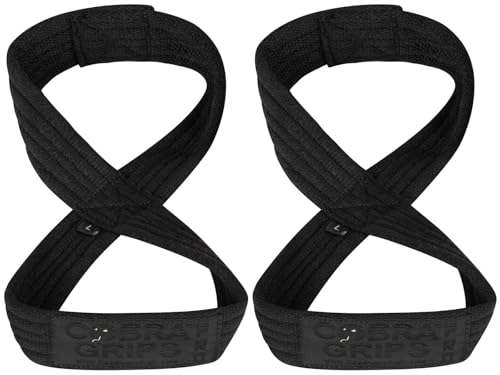 Deadlift Straps Figure 8 Loop Lifting Straps The #1 Choice for Power Lifters weightlifters workout Enthusiasts - color: Jet Black, size: 70 cm Up to 8.0" Wrist Circumference