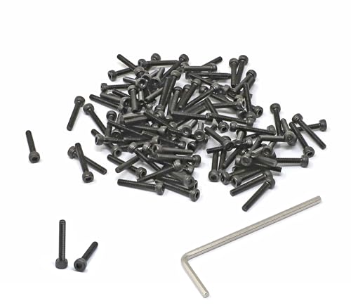 iexcell 100 Pcs M2.5 x 16mm Thread Pitch 0.45 mm Alloy Steel 12.9 Grade Hex Socket Head Cap Screws Bolts Kit, Black Oxide Finish - size: M2.5 x 16mm