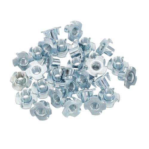 PATIKIL M8 T-Nuts, 30 Pcs Zinc Plated Steel 4-Pronged Tee Blind Nut 10 mm Length Four-jaw t Nuts Threaded Inserts Hardware for Wood Furniture Cabinetry Rock Climbing Holds - size: 10 mm