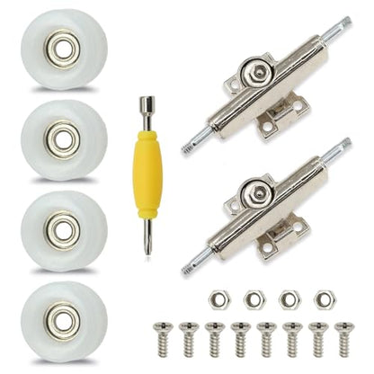 7 Pieces POM White Fingerboard-Wheels Size 7.3mm*4.5mm Tool Set with 1 Screwdrivers 2 Alloy axles - color: White