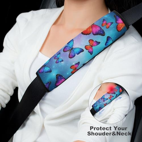 2 Pack Butterfly Galaxy Car Seat Straps Shoulder Pads Universal Soft and Comfortable Seat Belt Cushion for Adults and Children, Stroller Pushchair High Chair - color: Pattern 1082